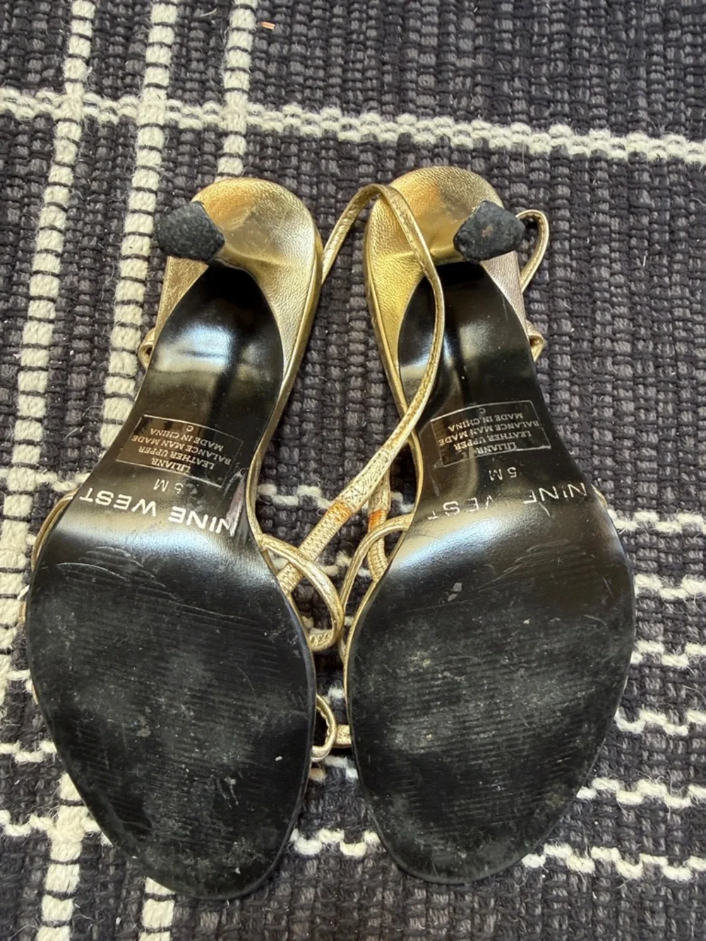 Nine West Metallic Gold Strappy Heeled Sandals - Picture 6 of 6